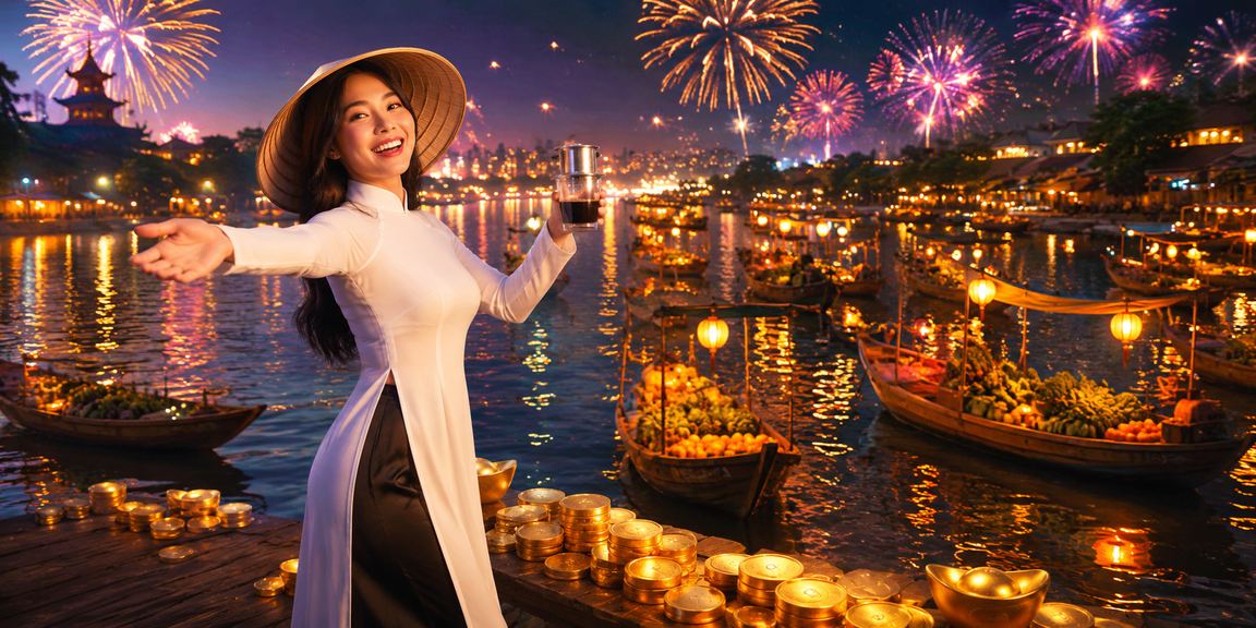 Người chơi nạp tiền thưởng tại Đà Lạt với cà phê Việt Nam bên cạnh