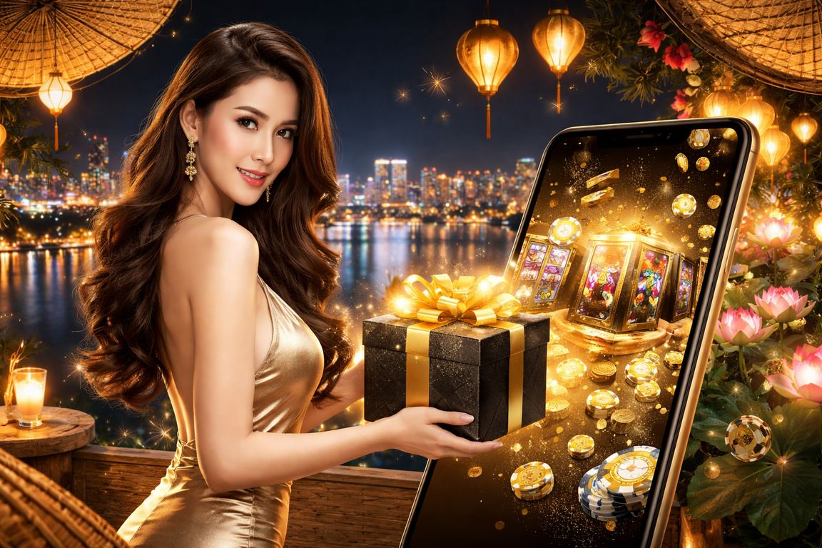 Người dùng tại Hà Nội truy cập casino trực tuyến qua điện thoại di động bên chiếc nón lá